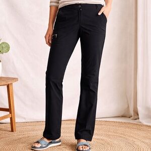 L.l. Bean • Black Water-Repellent Comfort Trail Pants, Mid-Rise Straight-Leg